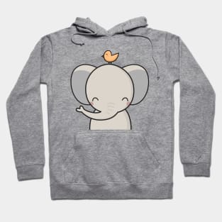 Kawaii Cute Elephant and Bird Hoodie